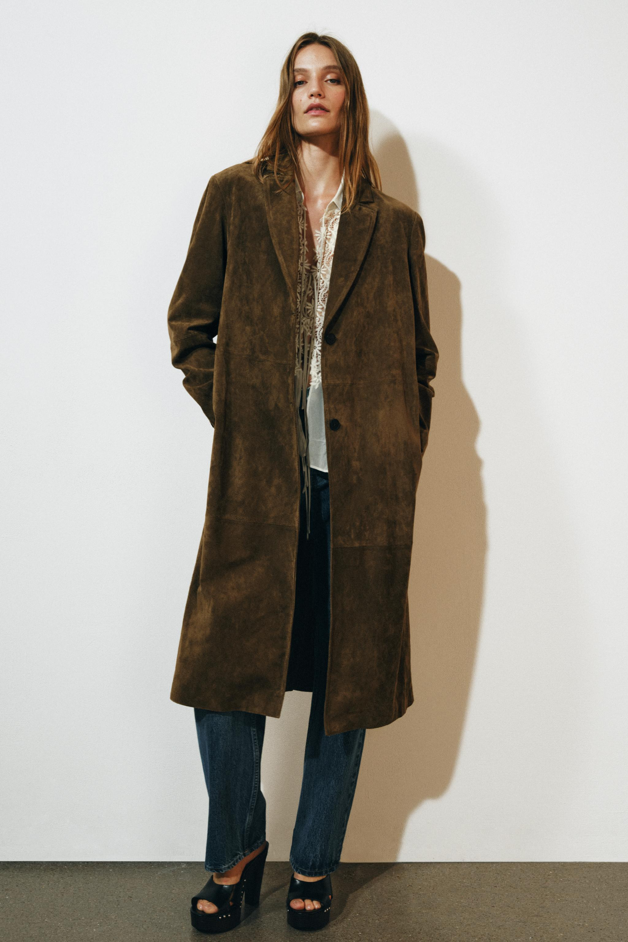100% LEATHER LONG COAT ZW COLLECTION | Zara US