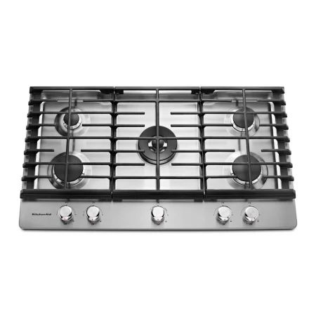 KitchenAid KCGS556ESS Stainless Steel 36 Inch Wide Gas Cooktop with 20K BTU Professional Dual Ring B | Build.com, Inc.