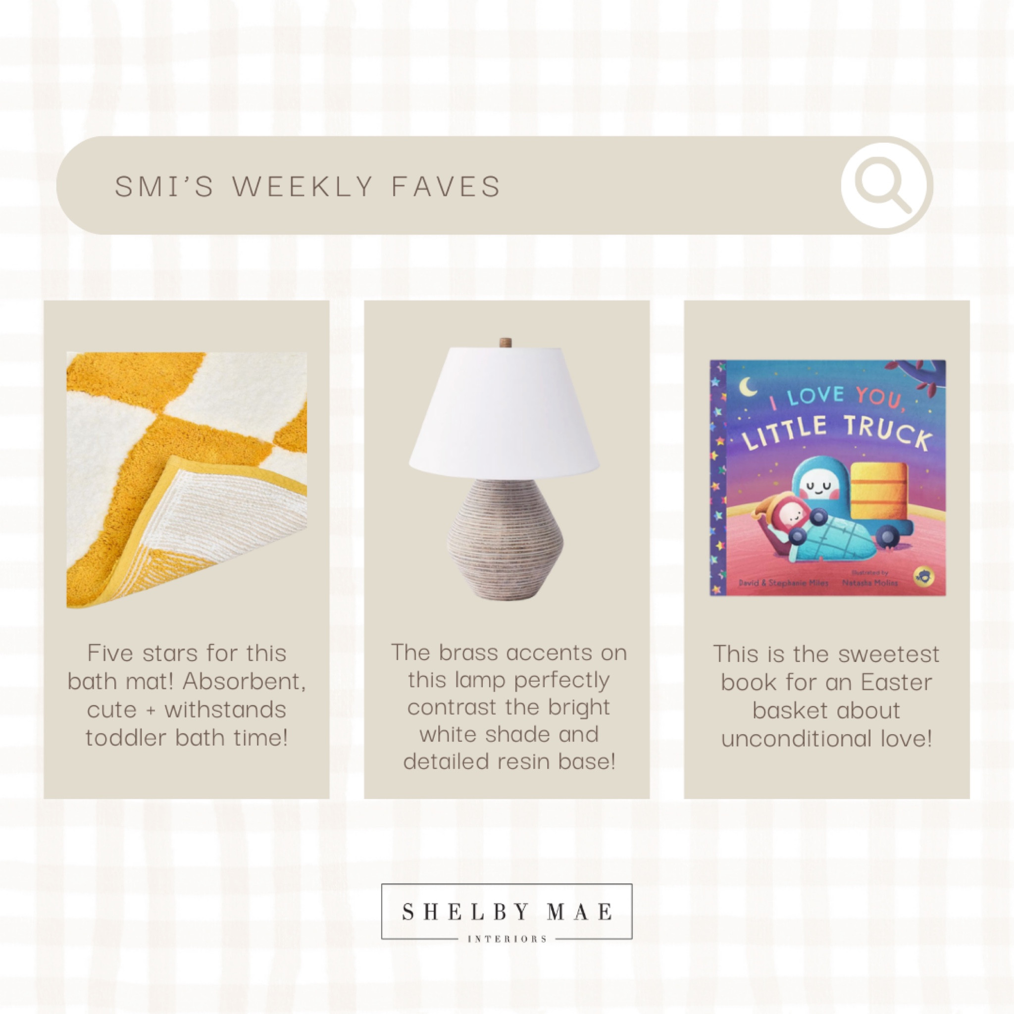 this weeks faves are all items that make our homes a little brighter 💛💡

- a rug for all of the splashes
- a lamp for nighttime reading
- a board book for a sweet moment with your baby

#LTKhome #LTKfamily #LTKfindsunder100