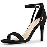 Allegra K Women's Dresses Ankle Strap Black Stiletto Heel Sandals - 9 M US | Amazon (US)