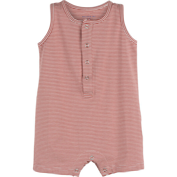 Enzo Shorts Romper, Dusty Red Stripe | Maisonette