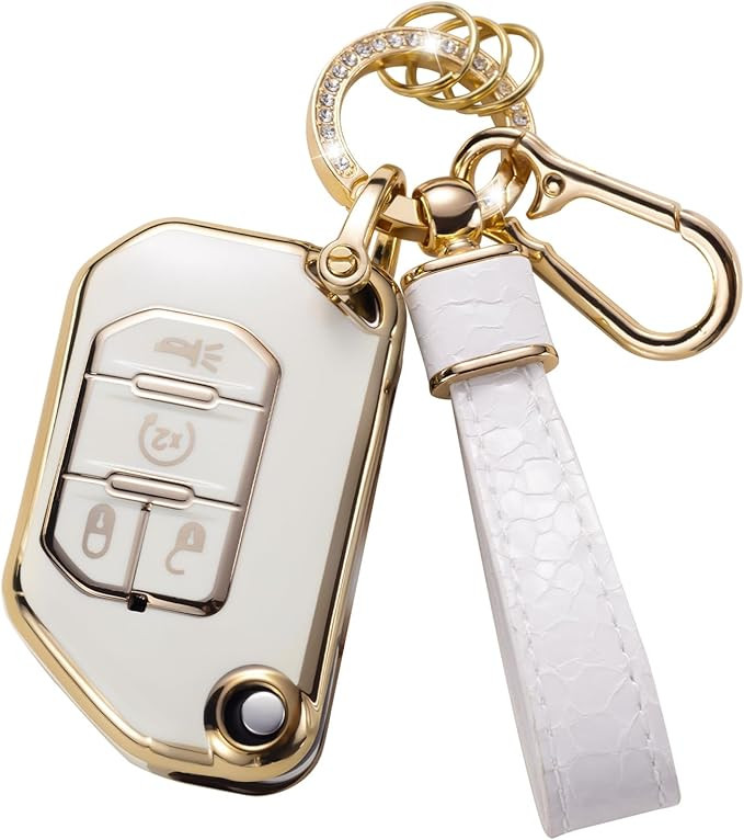 Jeep Key Fob Cover with Keychain, Fob Case for Jeep Wrangler Gladiator JL JLU Rubicon Smart Key P... | Amazon (US)