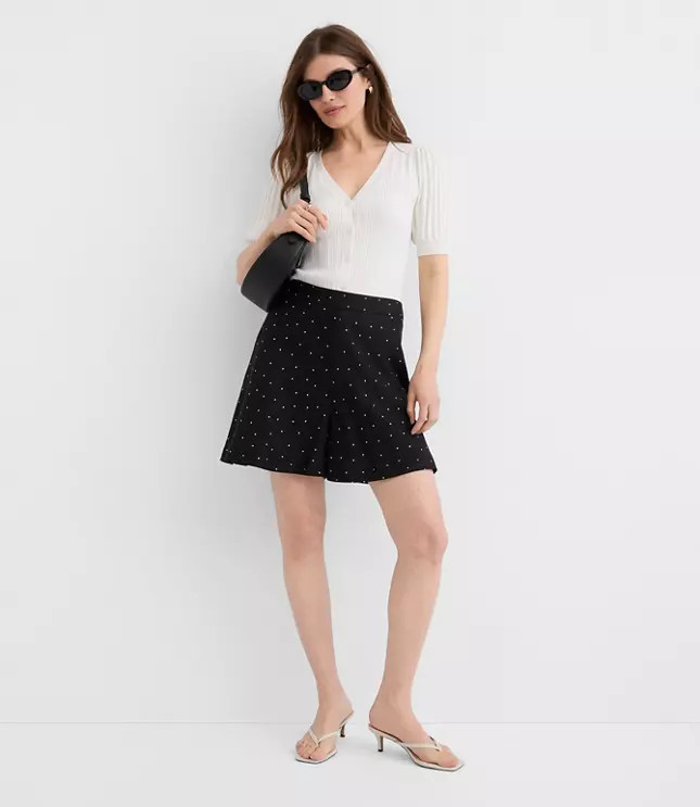 Side Zip Shorts in Dotted Linen Blend | LOFT