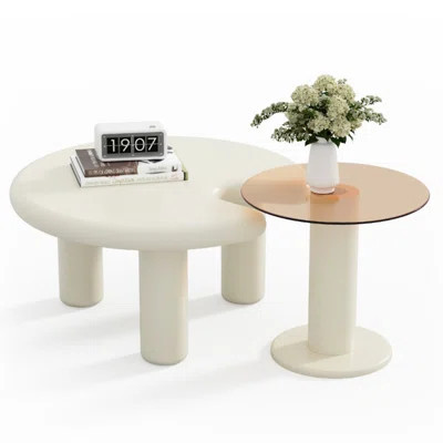 Modern Beige Coffee Table With Design For Home, Round Edge, Easy Setup And Maintenance Assembly Cleanliness | Wayfair North America