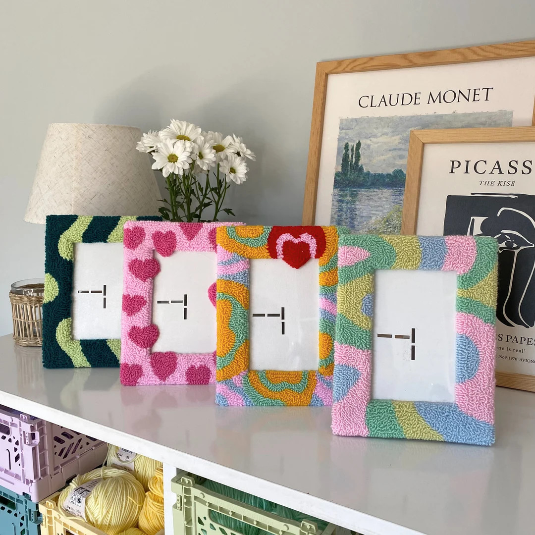 Unique Handmade Punch Needle Picture Frame, 4x6 Picture Frame, Home Decor, Colorful Picture Frame... | Etsy (US)