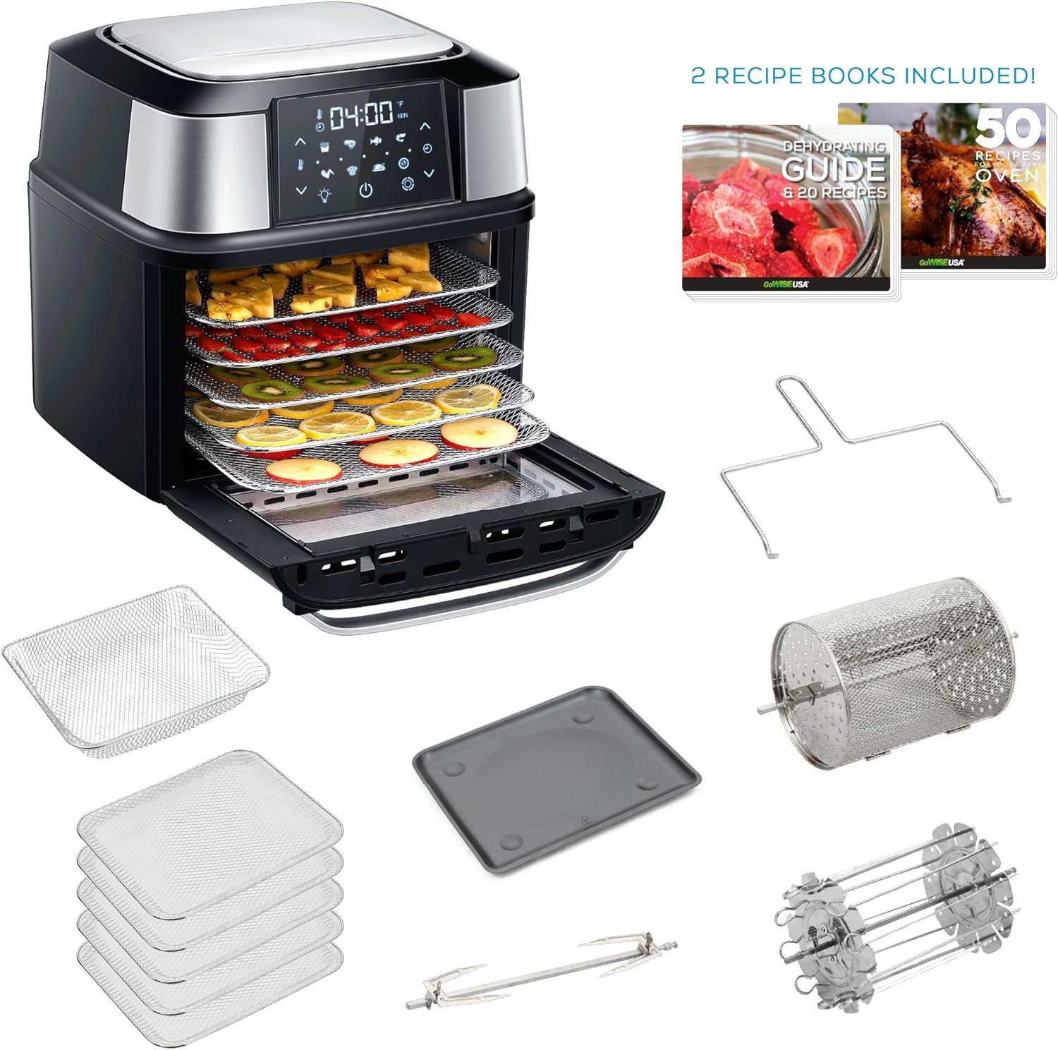 GoWISE USA 17-Quart Air Fryer & Food Dehydrator - 5 Drying Trays plus 6 Additional Accessories - ... | Amazon (US)