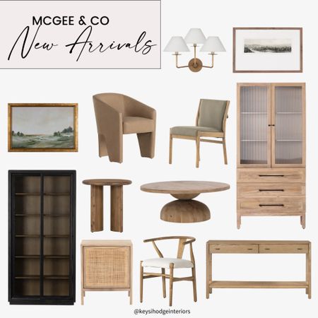 New arrivals at mcgee and co. Black cabinet, wood console table, oak cabinet, neutral accent chair, large sconce, natural round coffee table, natural wood nightstand, olive dining chair, wood end table, wishbone dining chair

#LTKhome #LTKFind