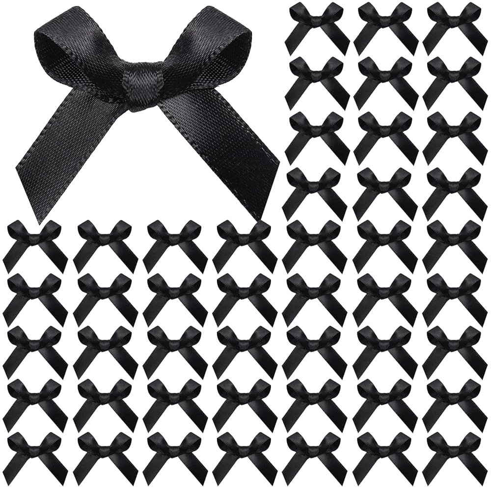 YGDZ 50 PCS Mini Black Bows, Small Stain Ribbon Black Bow for Cake, Tiny Bows for Crafts, Bow Dec... | Amazon (US)