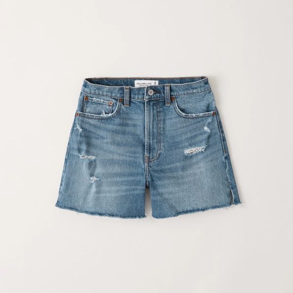 Curve Love High Rise 4 Inch Mom Shorts | Abercrombie & Fitch (US)