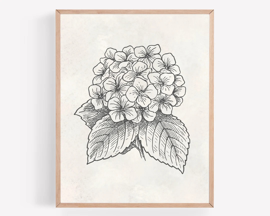 Vintage Hydrangea Printable, Floral Printable, Flower Print, Floral Artwork, Bouquet Print, Vinta... | Etsy (US)