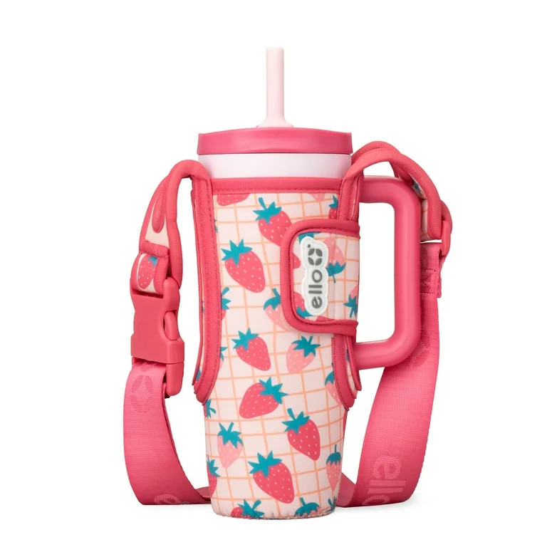 Ello Ultra Clean 24 oz Stainless Steel Tumbler with Bottle Bag Sling, Strawberries | Walmart (US)