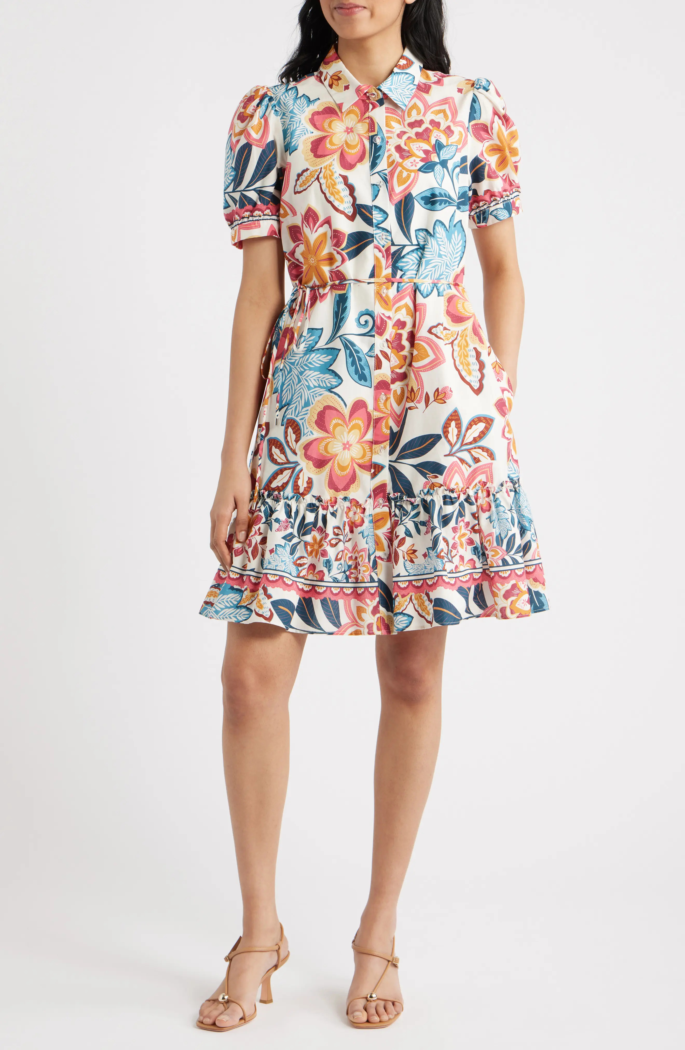 Julia Jordan Print Puff Sleeve Ruffle Hem Shirtdress (Women) | Nordstrom | Nordstrom