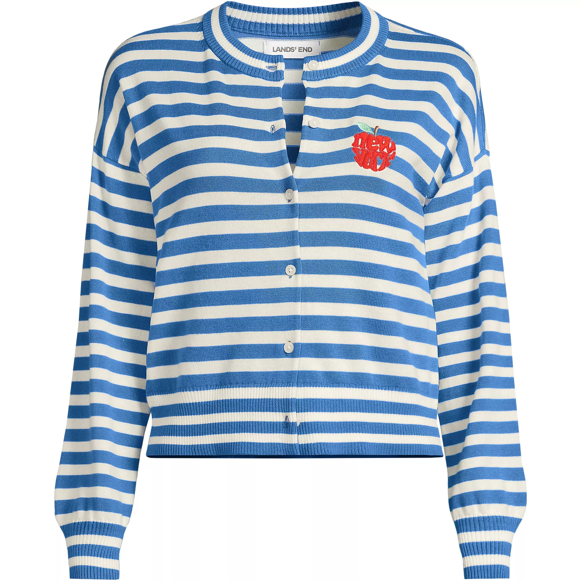 Women's Modern Length Fine Gauge Crew Neck Cardigan Sweater | Lands' End (US)