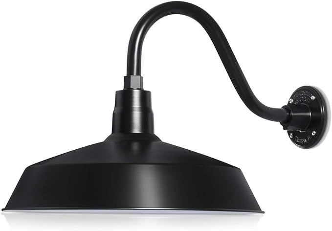 17in. Satin Black Outdoor Gooseneck Barn Light Fixture with 14.5 in. Long Extension Arm - Wall Sc... | Amazon (US)