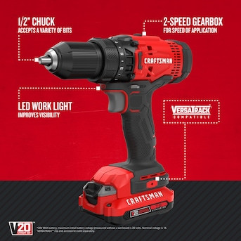 CRAFTSMAN V20 20-volt Max 1/2-in Cordless Drill (1-Battery Included and Charger Included) & Screw... | Lowe's