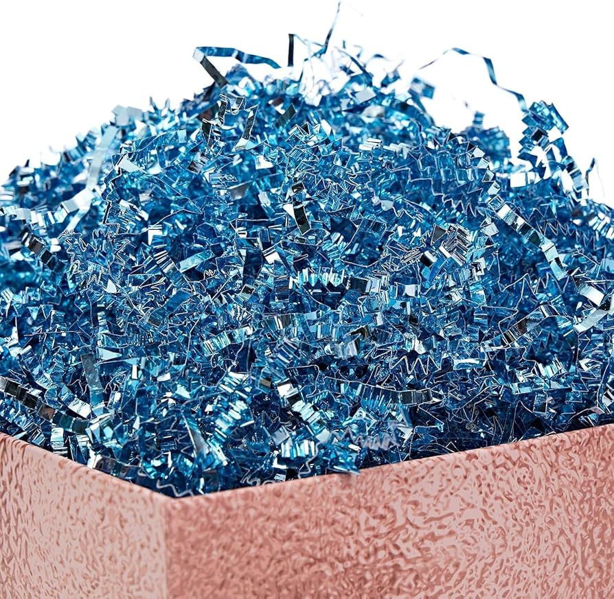 Amazon.com: PAPER FAIR Metallic Blue Crinkle Cut Paper Filler Strands Shred, 5OZ Blue Foil Sparkl... | Amazon (US)