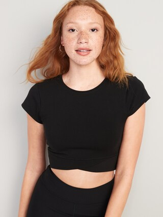 PowerChill Cropped Cross-Front Fitted T-Shirt for Women | Old Navy (CA)