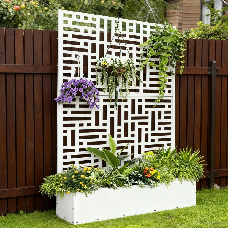 FOOWIN 71'' H Metal Planter with Trellis, Outdoor Raised Garden Bed for Climbing Plants, Trellis ... | Walmart (US)