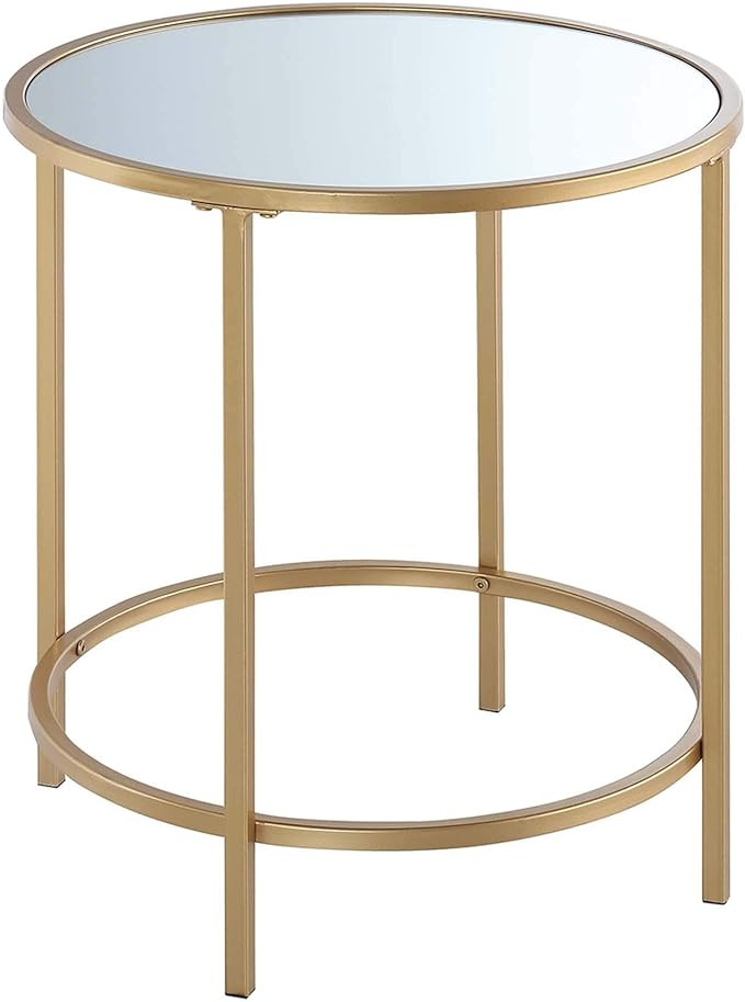 Convenience Concepts Gold Coast Deluxe Mirrored Round End Table, Mirrored Top / Gold Frame | Amazon (US)