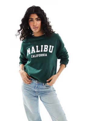 ONLY - Sweat ras de cou à imprimé Malibu - Vert foncé | ASOS (Global)