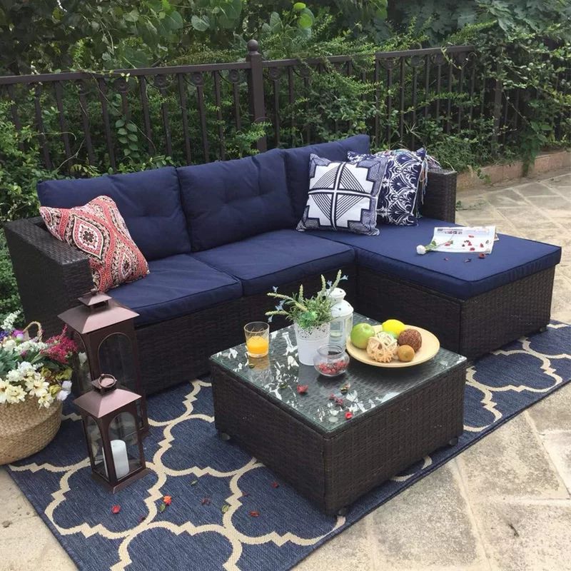 Steward Outdoor 4 Piece Rattan Sectional Seating Group with Cushions | Wayfair North America