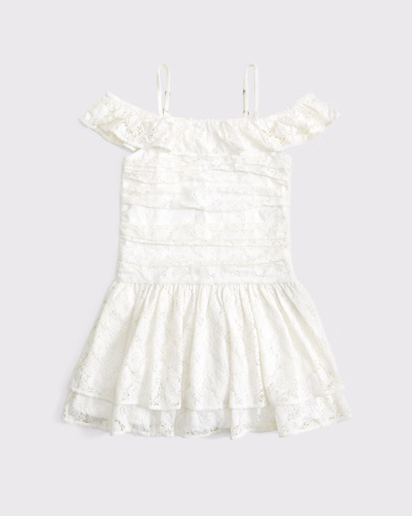 girls lace off-the-shoulder mini dress | girls dresses & rompers | Abercrombie.com | Abercrombie & Fitch (US)