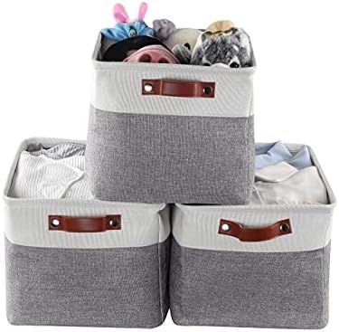 Storage Baskets for Shelves, Closet Storage Bins for Organization, Fabric Bins Cube W/Handles for Or | Amazon (US)