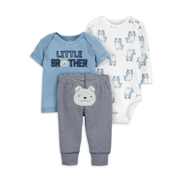 Child of Mine by Carter's Baby Boy Outfit Long Sleeve Bodysuit, T-shirt & Pants, 3-Piece Set - Wa... | Walmart (US)