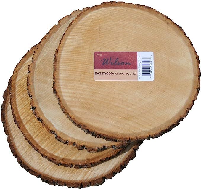 Wilson Enterprises 4 Pack Basswood Round Rustic Wood, Unsanded, 9-11" Diameter (Large) Excellent ... | Amazon (US)