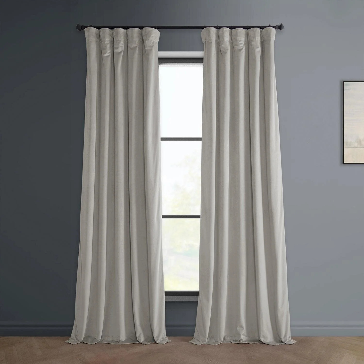 City Grey Heritage Plush Velvet Room Darkening Curtain | Half Price Drapes