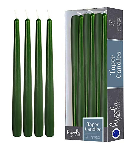 Hyoola 12 Pack Tall Taper Candles - 14 Inch Hunter Green Dripless, Unscented Dinner Candle - Paraffi | Amazon (US)