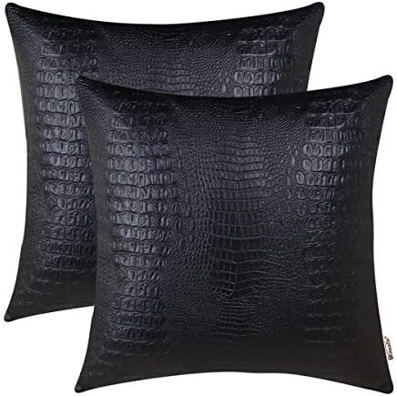 BRAWARM Pack of 2 Cozy Throw Pillow Covers Cases for Couch Sofa Home Decoration Solid Dyed Crocod... | Amazon (US)