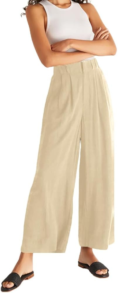 Linen Pants Women Summer Business Casual Wide Leg Trousers for High Waisted Dress Pants Work Slac... | Amazon (US)