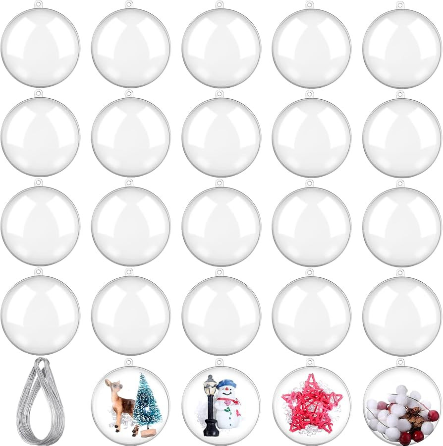 Sratte 24 Pcs Christmas Fillable Ornaments Ball Clear Plastic Ornaments DIY Craft Ball for Christ... | Amazon (US)