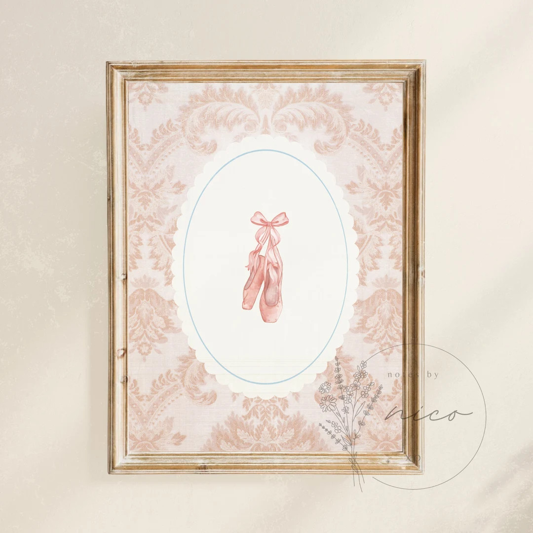 Vintage Inspired Ballet Slippers Wall Art Digital Download Nursery Art Children's Room Art Vintag... | Etsy (US)