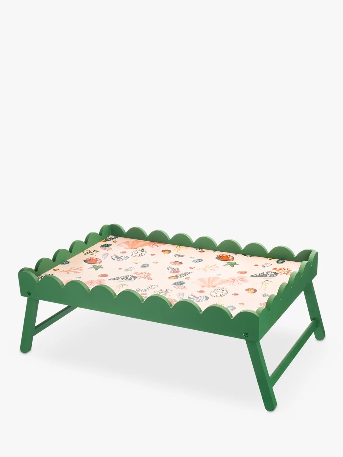 Eleanor Bowmer Miami Shells Foldable Bamboo Bed Tray, Pink/Green | John Lewis (UK)
