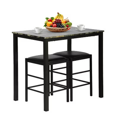 FDW Dining Table Set Rectangular Marble Table Top with Upholstered Chairs, Brown | Target