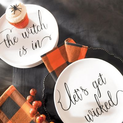 Witchy Word Plates, Set of Four | Grandin Road | Grandin Road