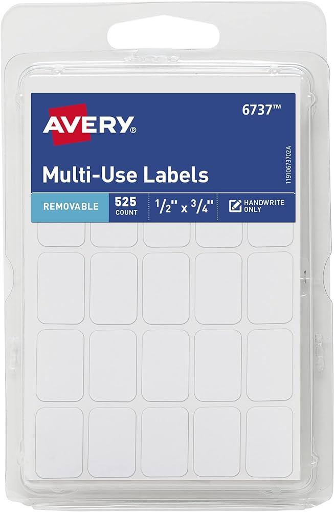 Avery Removable Labels, Rectangular, 0.5 x 0.75 Inches, White, Pack of 525 (6737) | Amazon (US)
