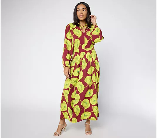 Make Your Selection: Carla Rockmore Collection Regular Printed Satin Maxi Dress | QVC
