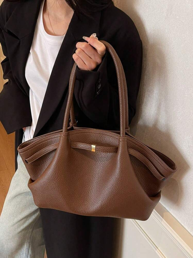 1pc Premium Fashion Dumplings Shaped Large Capacity Shoulder Tote Bag, Minimalist Retro Handbag W... | SHEIN