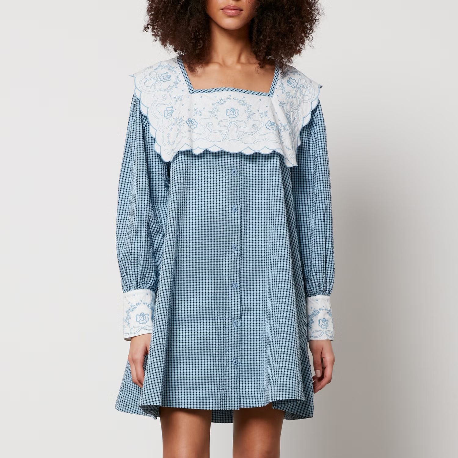 Damson Madder Mala Gingham Organic Cotton Mini Dress | The Hut (UK)