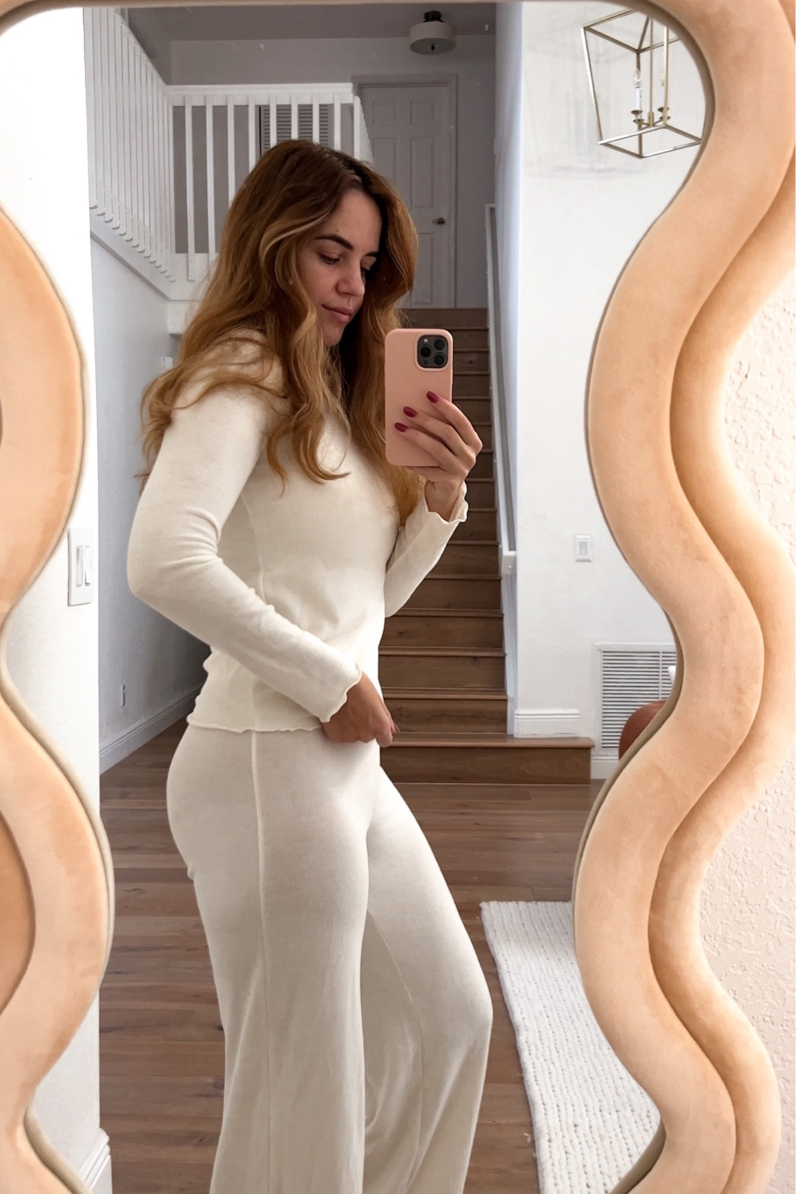 H&M lounge set pjs white ivory knit 
#ootd #LTKfashion
