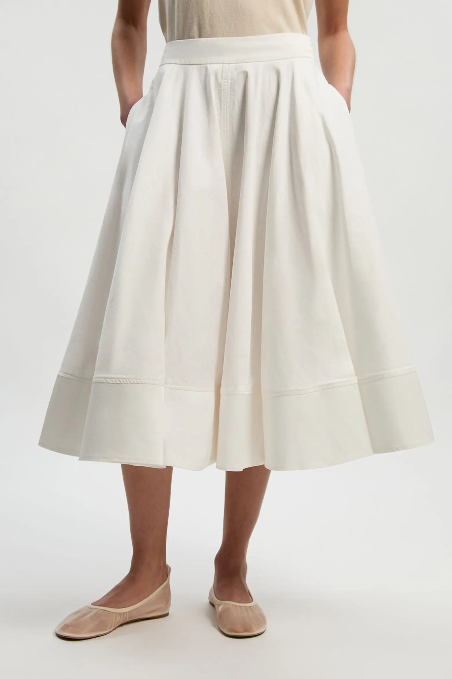 Cotton Tailored Full Midi Skirt (Women) | Nordstrom | Nordstrom