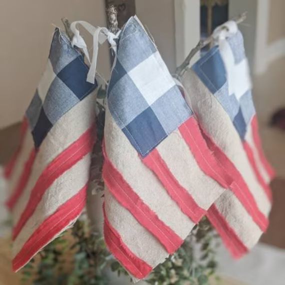 American Flags 4th of July Home Decor Rustic Red White and | Etsy | Etsy (US)