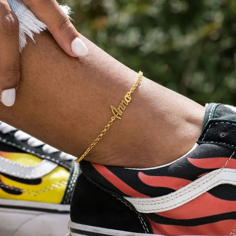 Ankle Bracelet with Name in Gold Plating | MYKA