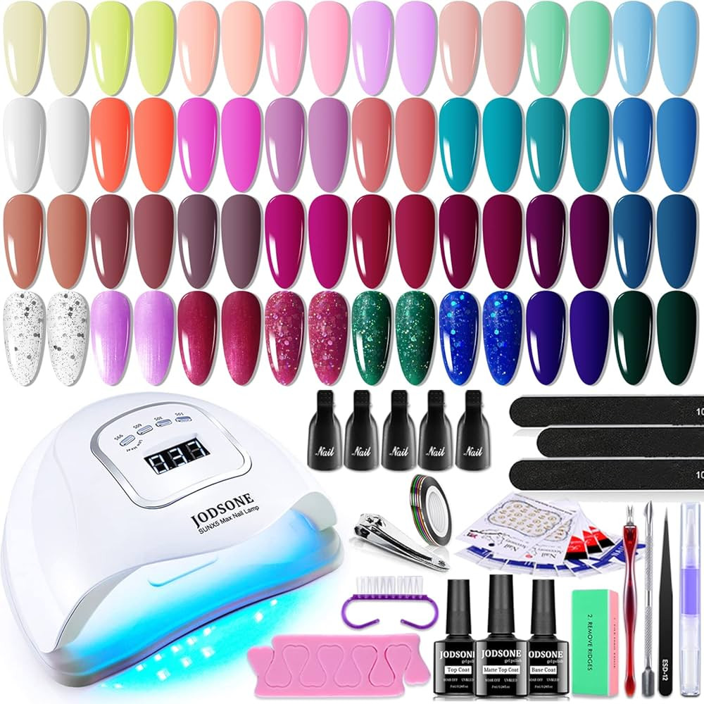 JODSONE Gel Nail Polish Kit with U V Light 32 Colors Gel Polish Set Soak Off Gel Nail Kit Nail Ar... | Amazon (US)