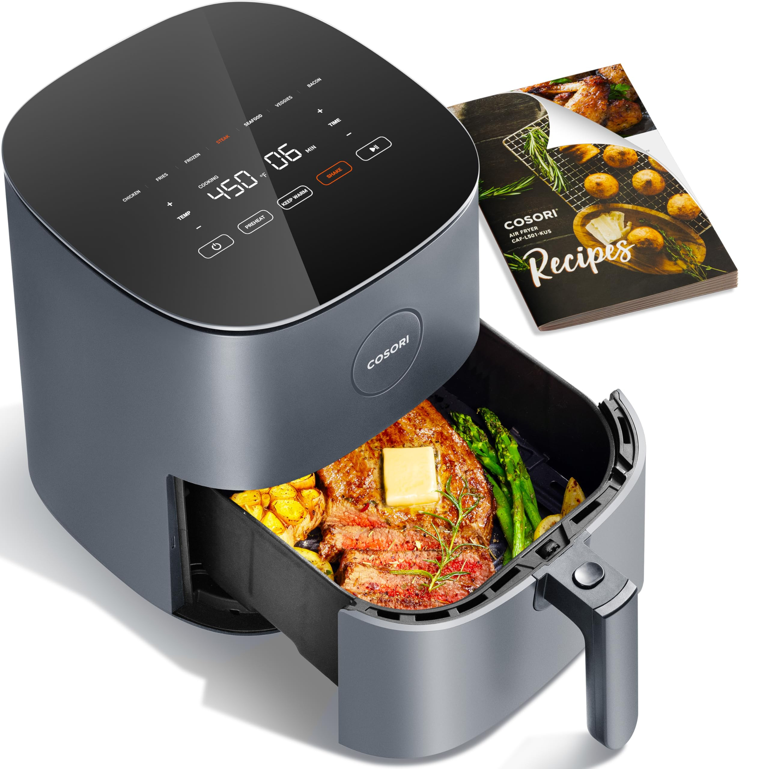 COSORI Air Fryer Pro 9-in-1, Compact 5QT, 450℉: Half Time & Chef-Grade Cook, One-Wipe Clean Gla... | Amazon (US)