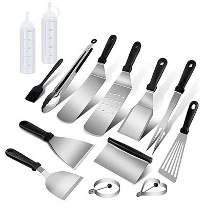 MOVSSOU BBQ Grill Spatula Set 14Pcs Stainless Steel Grill Scraper Tools BBQ Griddle Set | Target