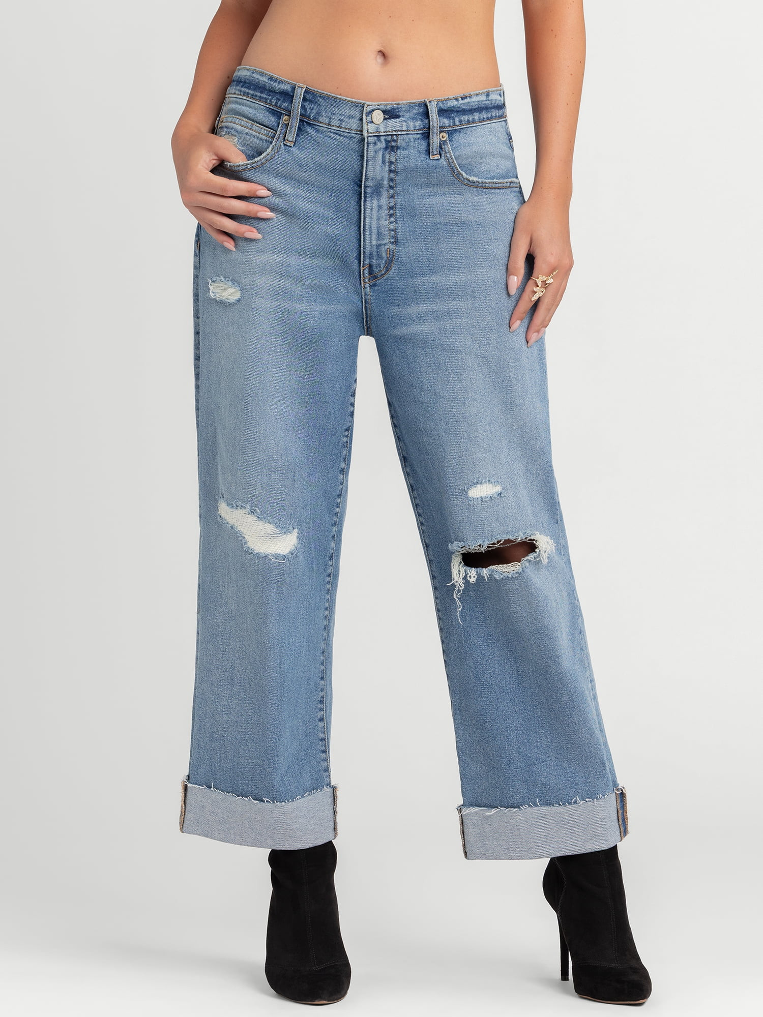 Jessica Simpson Women's Zinnia Boyfriend Jeans, 25" Inseam, Sizes 2-16 | Walmart (US)